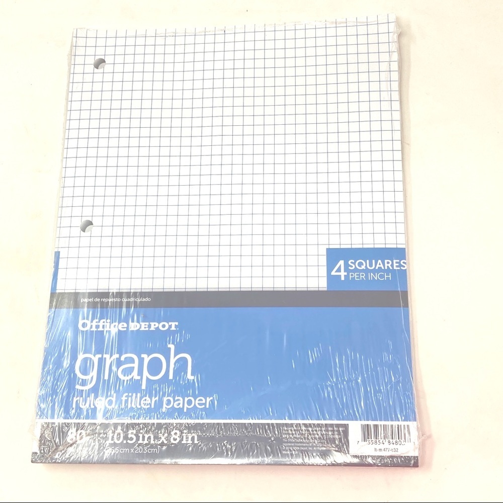 Office Depot Graphing Lined Filler Paper NEW Planner Supplies Bullet Journaling